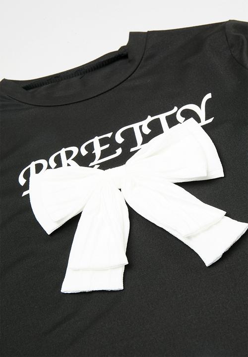 Pop Candy - Long sleeve tee & tiered maxi skirt - black/white/bow