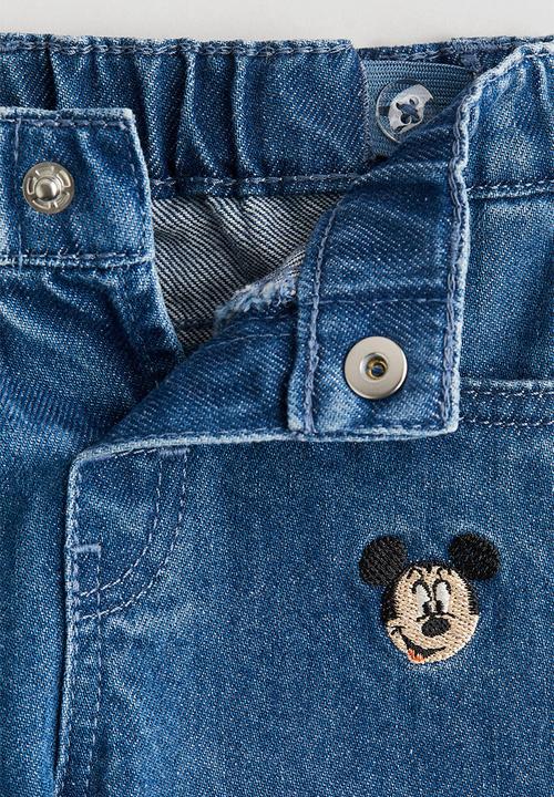 H&M - Embroidery-detail jeans - denim blue mickey mouse
