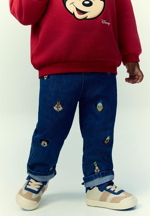 H&M - Embroidery-detail jeans - denim blue mickey mouse