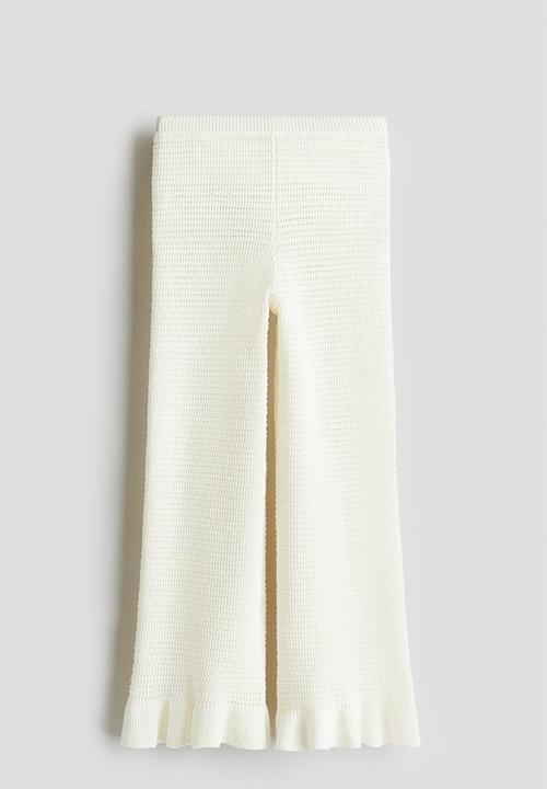 H&M - Flared cotton-knit leggings - white