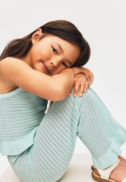 H&M - Cotton-knit strappy top - light turquoise
