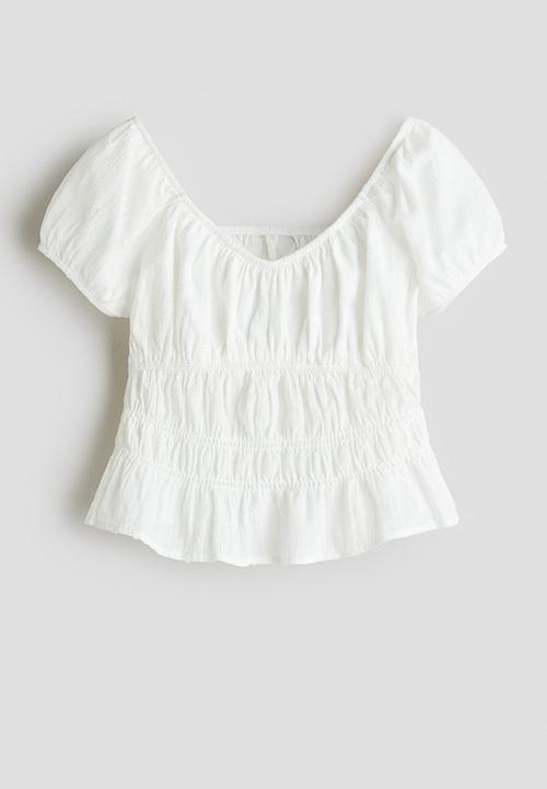 H&M - Smocked cotton blouse - white