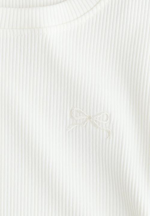 H&M - Ribbed flutter-sleeved top - white