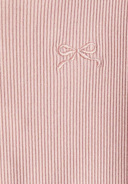 H&M - Ribbed flutter-sleeved top - light pink