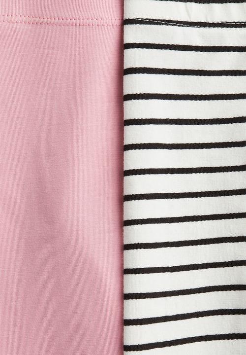 H&M - 2-pack leggings - pink/striped 