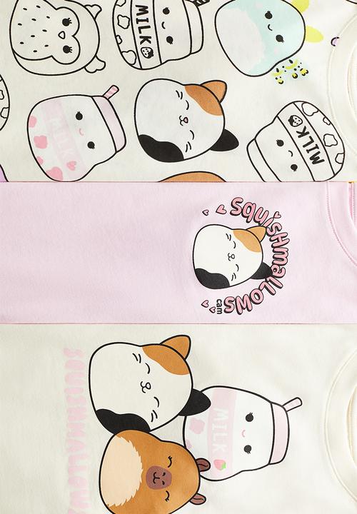 H&M - 3-pack printed jersey tops - cream/squishmallows 