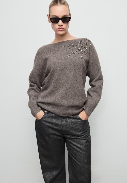 MANGO - Sweater garra - medium brown