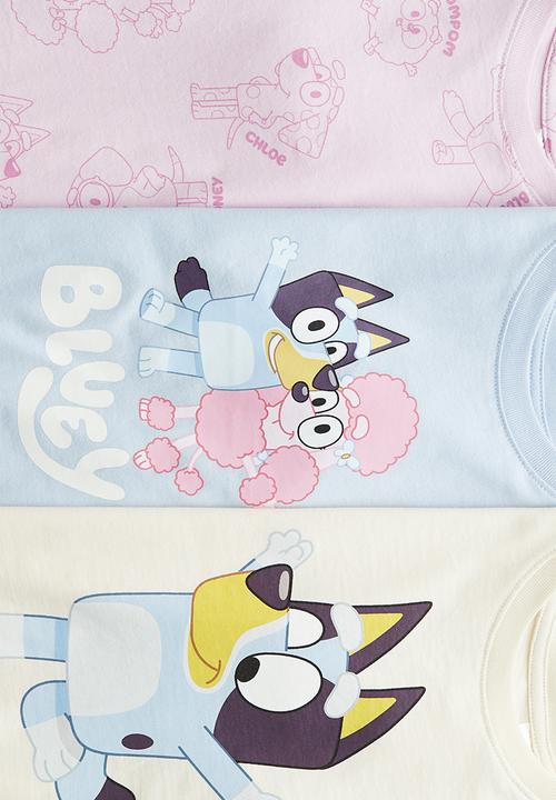 H&M - 3-pack printed jersey tops - light pink/bluey