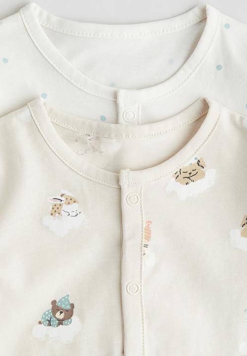 H&M - 2-pack patterned cotton pyjamas - cream/sleeping animals