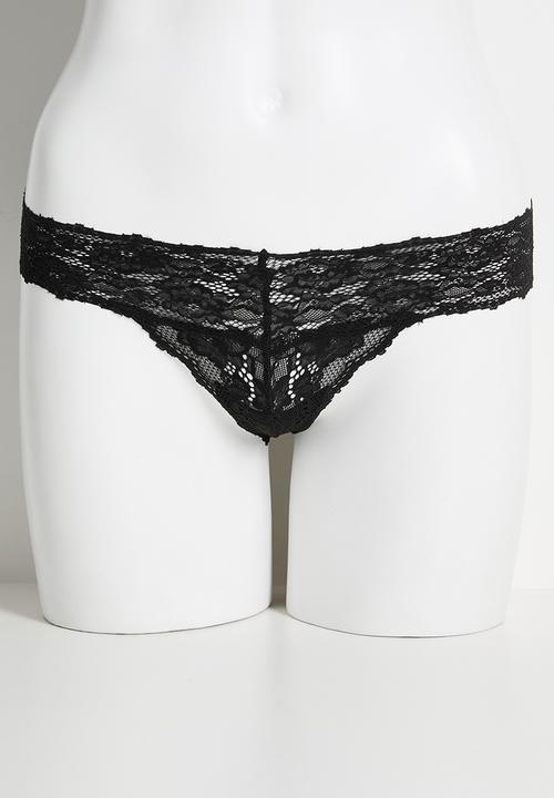Cotton On - Everyday Lace G String Brief 3Pk - Black/Black/Black