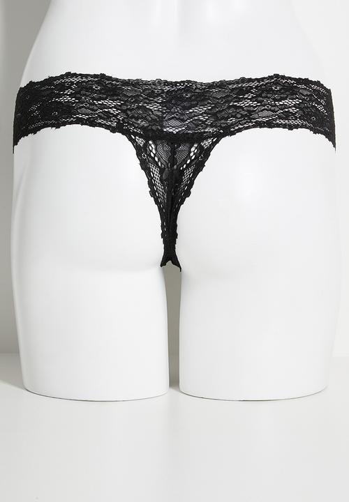 Cotton On - Everyday Lace G String Brief 3Pk - Black/Black/Black