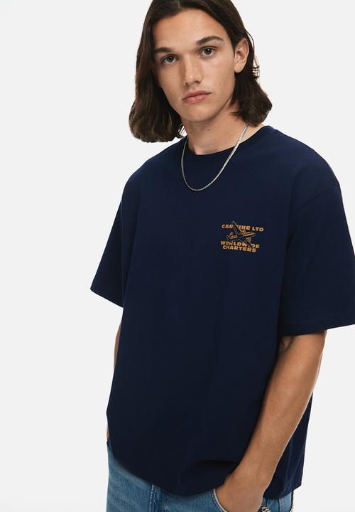 H&M - Loose fit printed T-shirt - navy blue carmine ltd