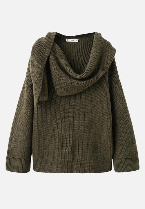MANGO - Sweater scarfu - green