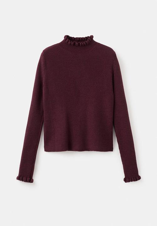 MANGO - Sweater waves - dark red