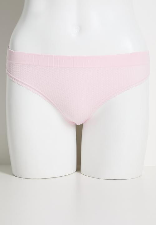 Cotton On - Seamless High Cut G String Brief 3Pk - Black/Grey Marle/Pink Kiss Texture