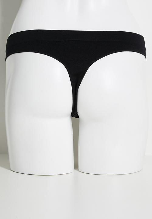 Cotton On - Seamless High Cut G String Brief 3Pk - Black/Grey Marle/Pink Kiss Texture