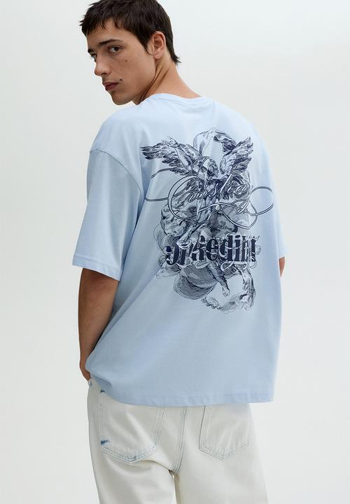 Loose fit printed T-shirt - light blue non redibit - 1034065185