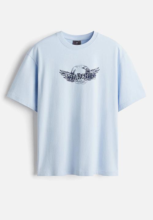 H&M - Loose fit printed T-shirt - light blue non redibit