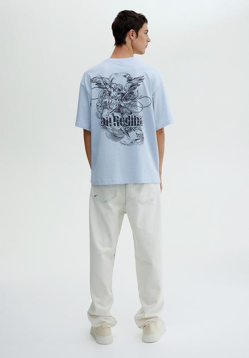 H&M - Loose fit printed T-shirt - light blue non redibit