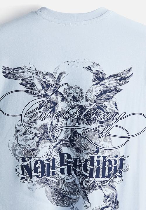 H&M - Loose fit printed T-shirt - light blue non redibit