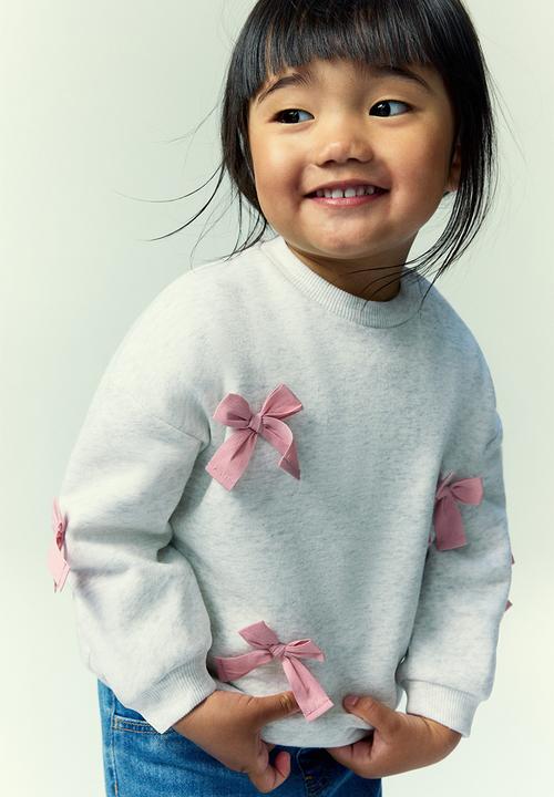 H&M - Motif-detail sweatshirt - light grey bows
