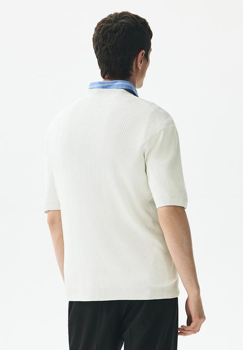 H&M - Slim fit rib-knit T-shirt - white