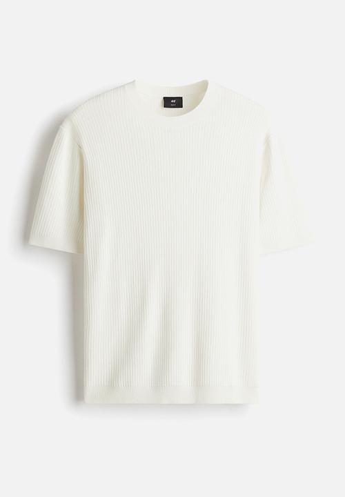 H&M - Slim fit rib-knit T-shirt - white