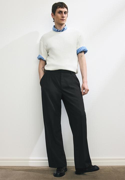 H&M - Slim fit rib-knit T-shirt - white