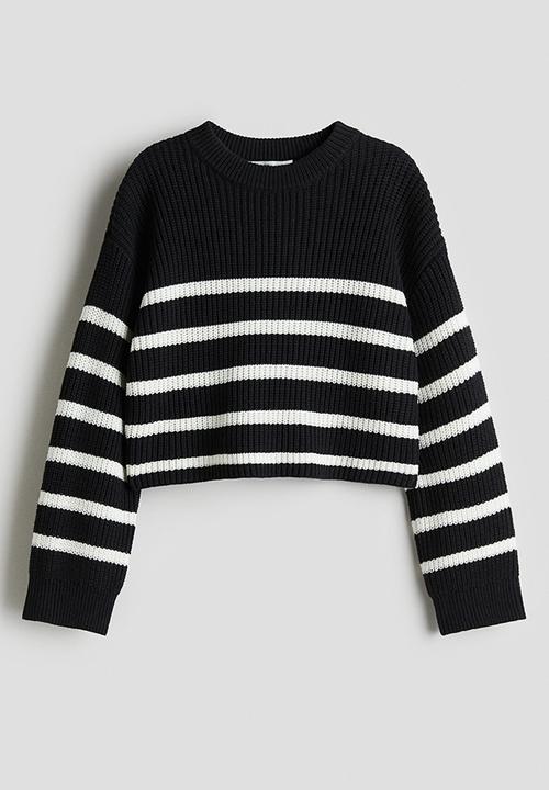 H&M - Cotton-blend jumper - black/striped 