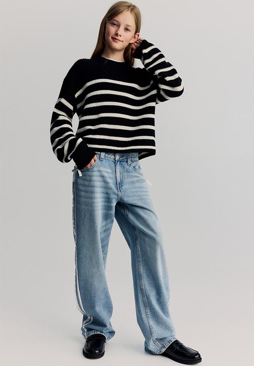 H&M - Cotton-blend jumper - black/striped 