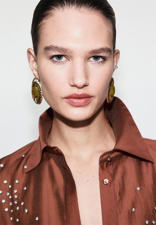 MANGO - Shirt smokey - rust/copper