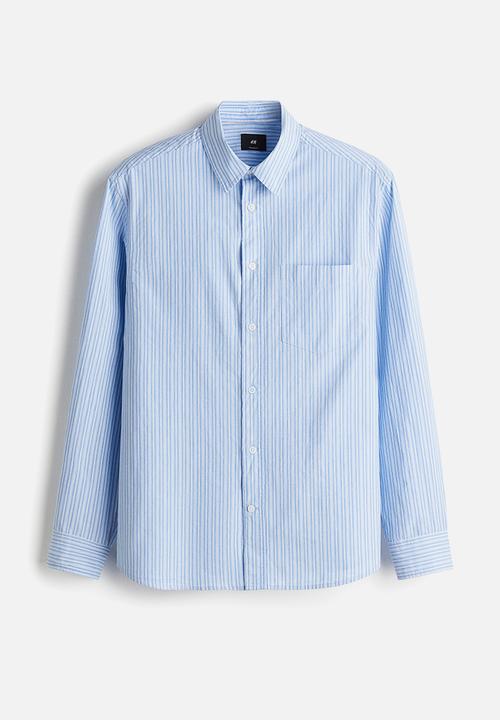 H&M - Loose fit poplin shirt - light blue striped