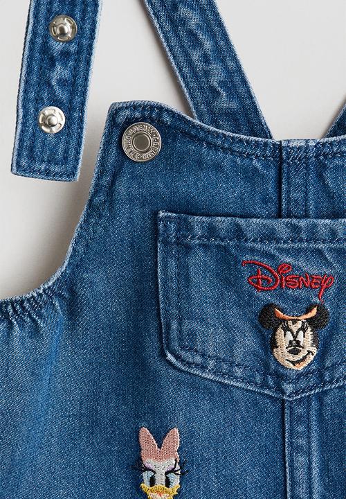 H&M - Printed dungaree dress - denim blue/mickey mouse 