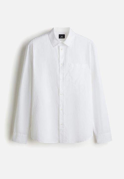 H&M - Regular fit linen-blend shirt - white