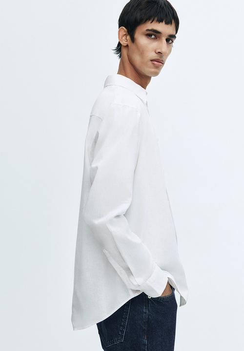 H&M - Regular fit linen-blend shirt - white