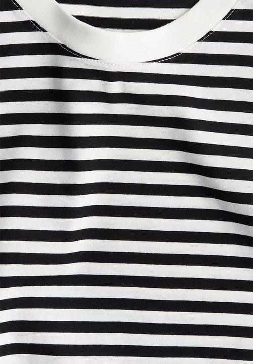 H&M - Cotton T-shirt - black & white striped 