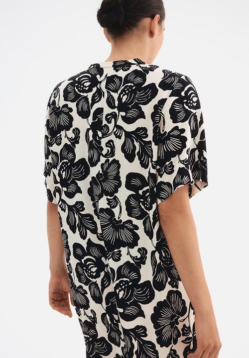 H&M - Viscose tunic dress - cream & black floral 