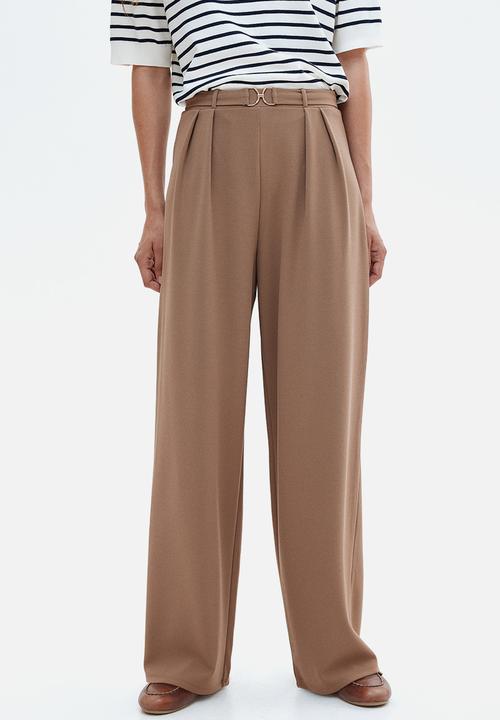 H&M - Buckle-detail tailored trousers - brown