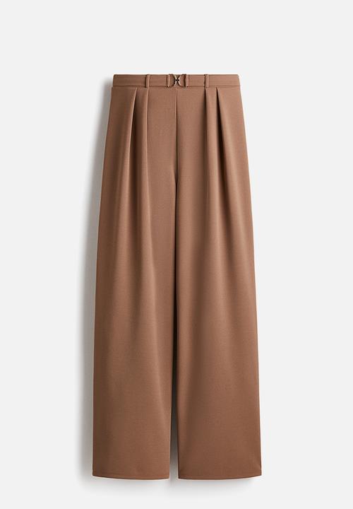 H&M - Buckle-detail tailored trousers - brown
