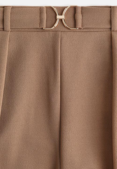 H&M - Buckle-detail tailored trousers - brown