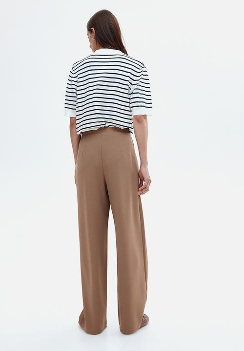 H&M - Buckle-detail tailored trousers - brown