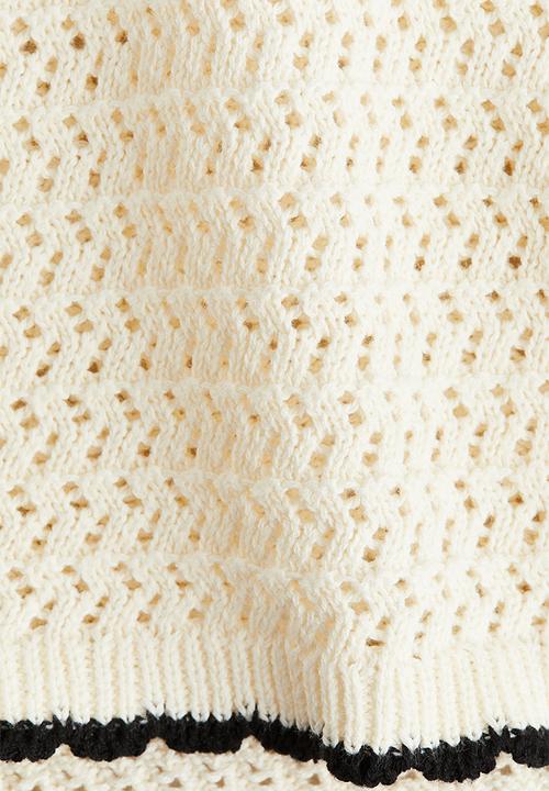 H&M - Hole-knit cotton jumper - cream 