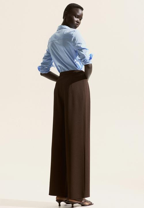 H&M - Buckle-detail tailored trousers - dark brown