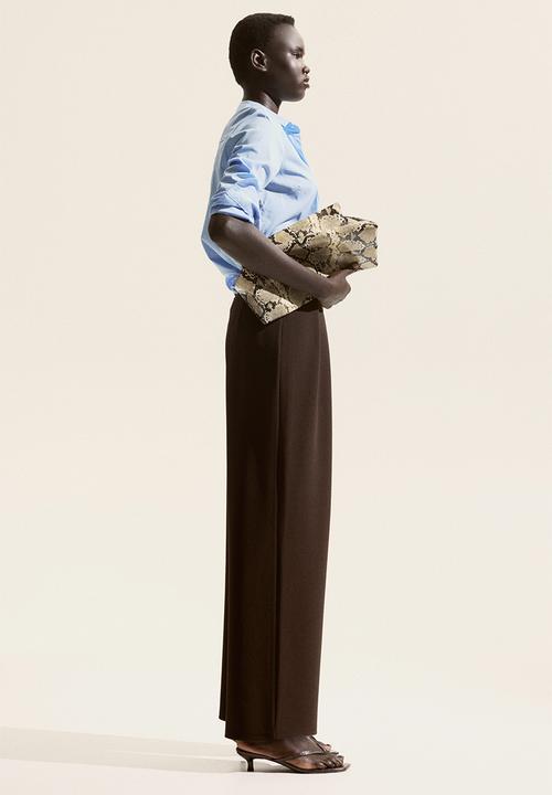 H&M - Buckle-detail tailored trousers - dark brown