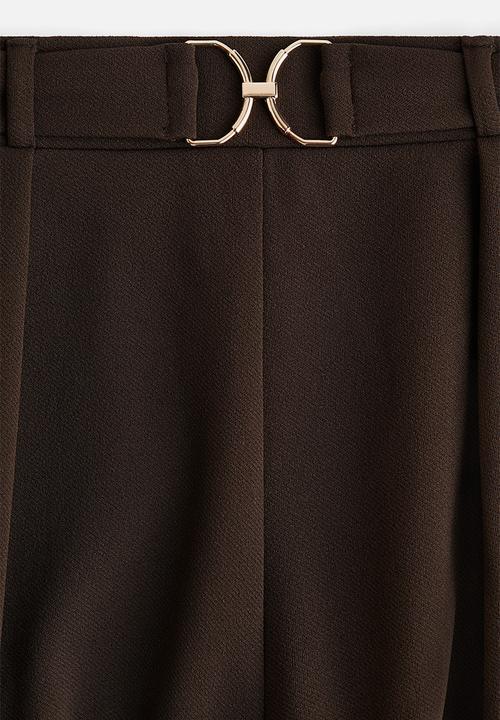H&M - Buckle-detail tailored trousers - dark brown