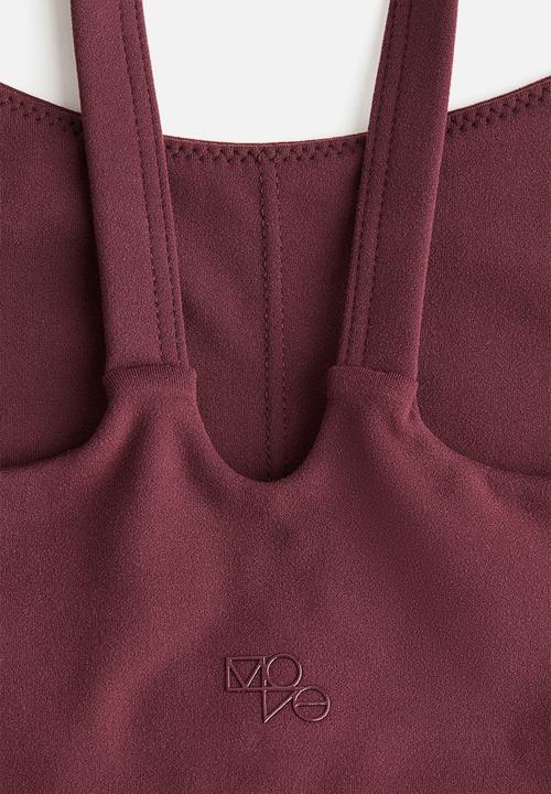 H&M - Medium support sports bra with softmove™ - light burgundy 