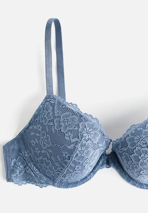 H&M - Lace push-up bra - pigeon blue