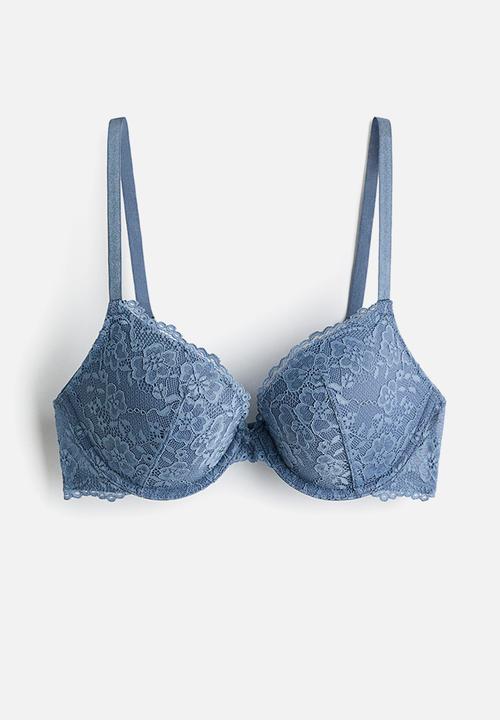 H&M - Lace push-up bra - pigeon blue
