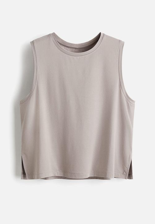 H&M - Boxy-style sports vest top with drymove™ - warm grey 