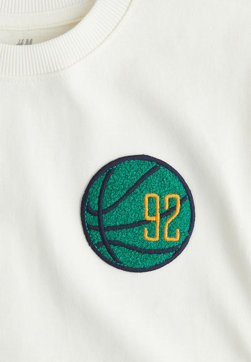 H&M - Printed cotton T-shirt - cream/basketballs